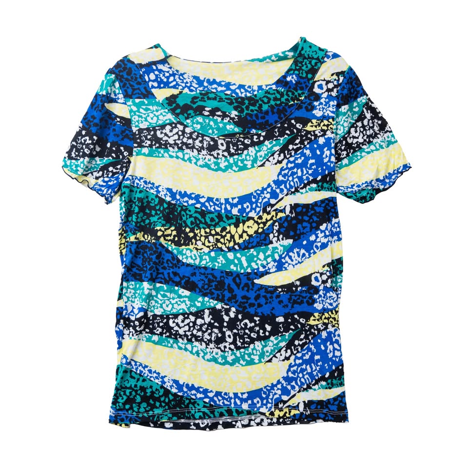Women's Summer Casual Round Neck Short Sleeve Top Blue/Green/Yellow
