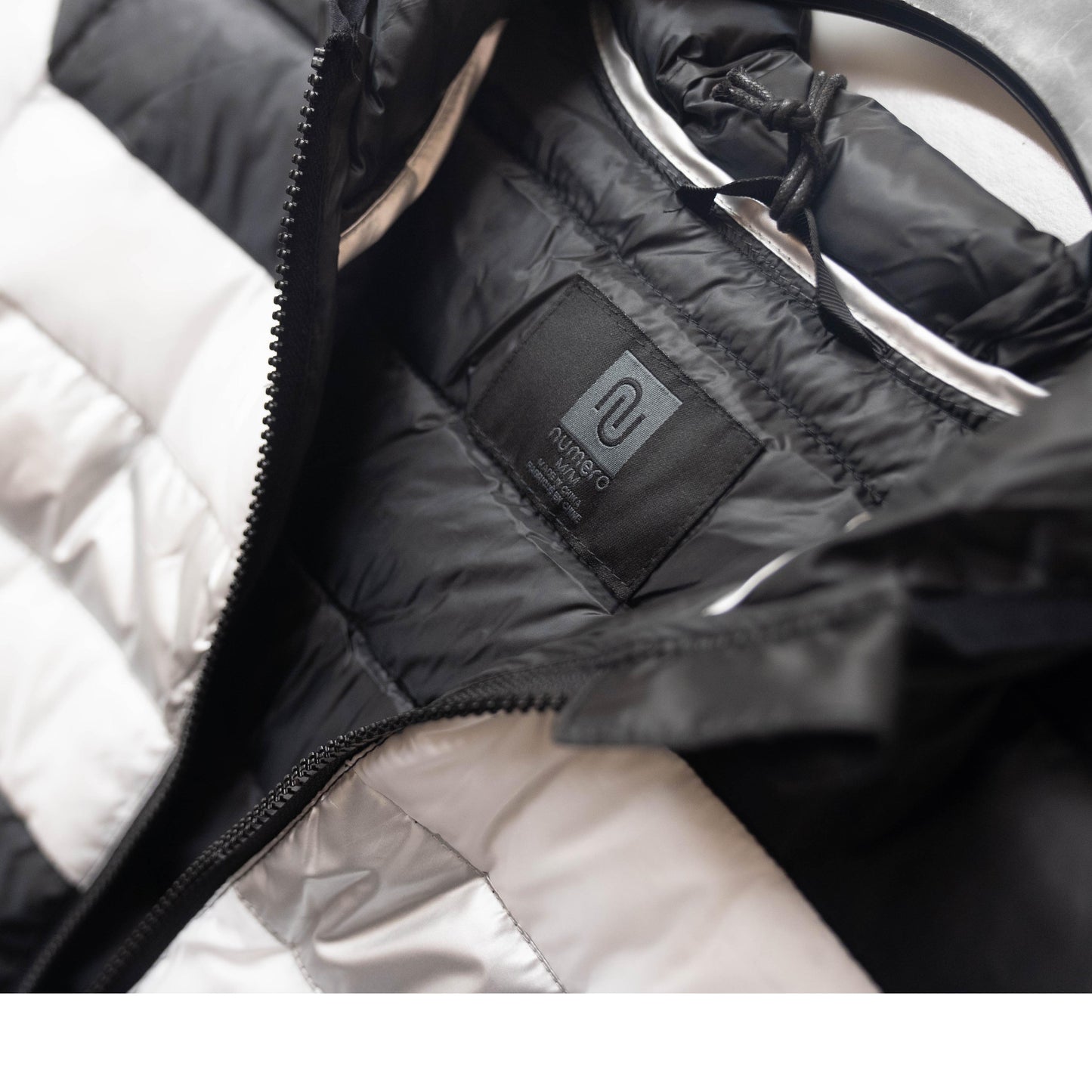 Numero Quilted Packable Hooded Full Zip Women's Puffer Jacket black/white/sliver