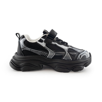 Kids' Chunky Sneakers – 128 Black & Silver Lightweight Shoes