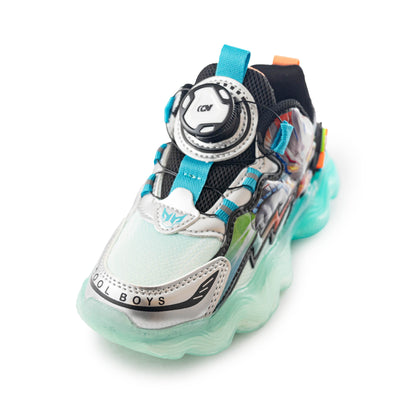 Kids' Superhero Rotary buckle LED Sneakers – M307 Green